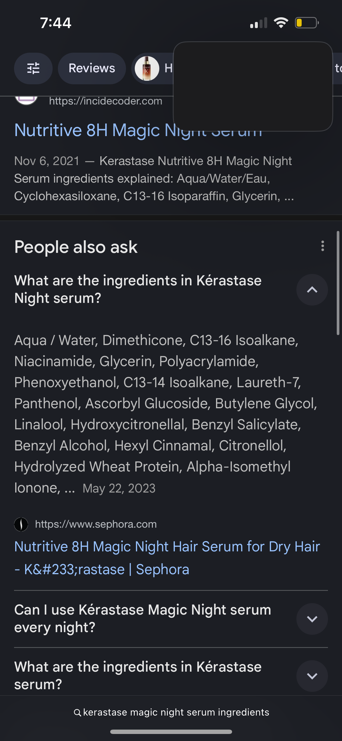 Karastase night serum