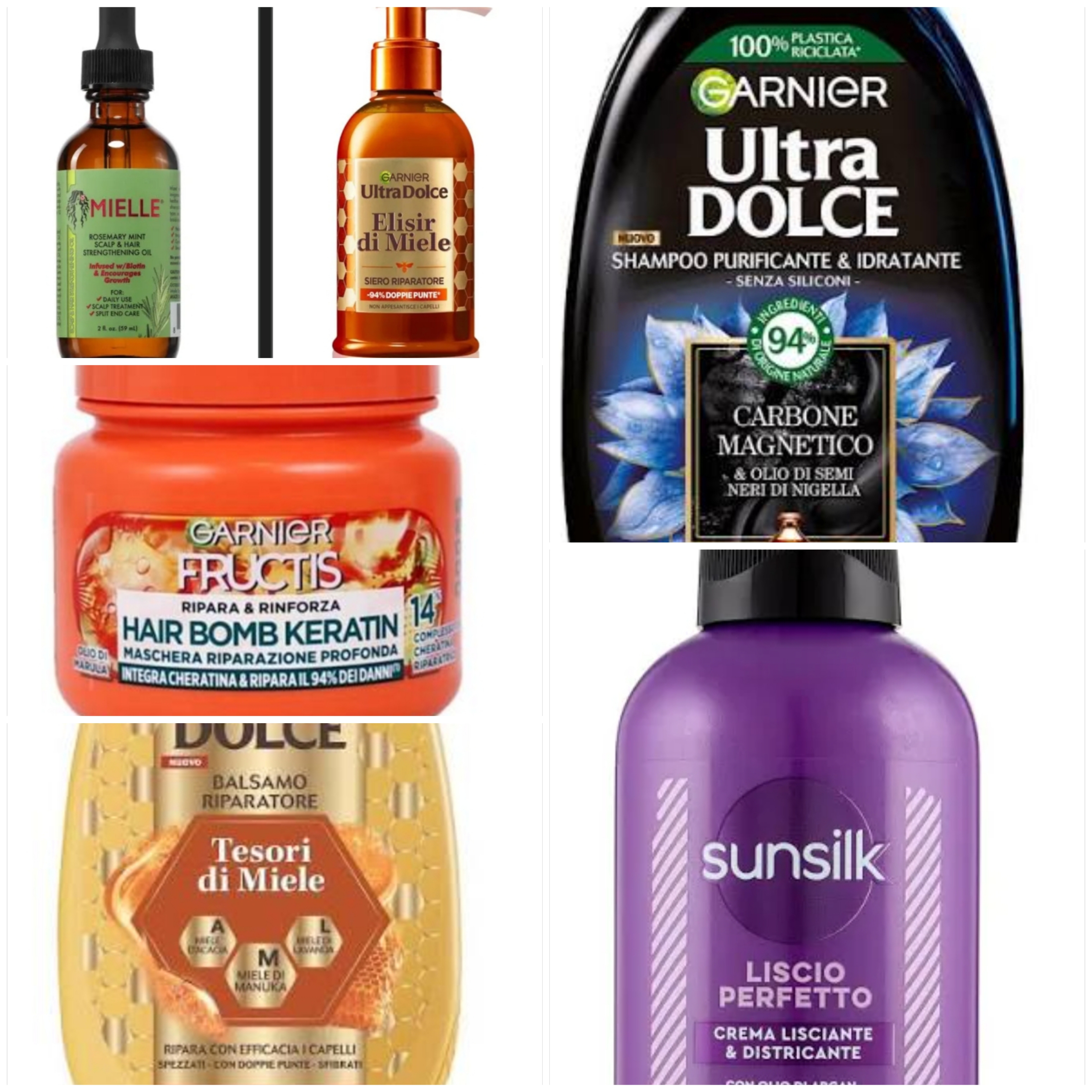 Garnier,sunsilk,mielle