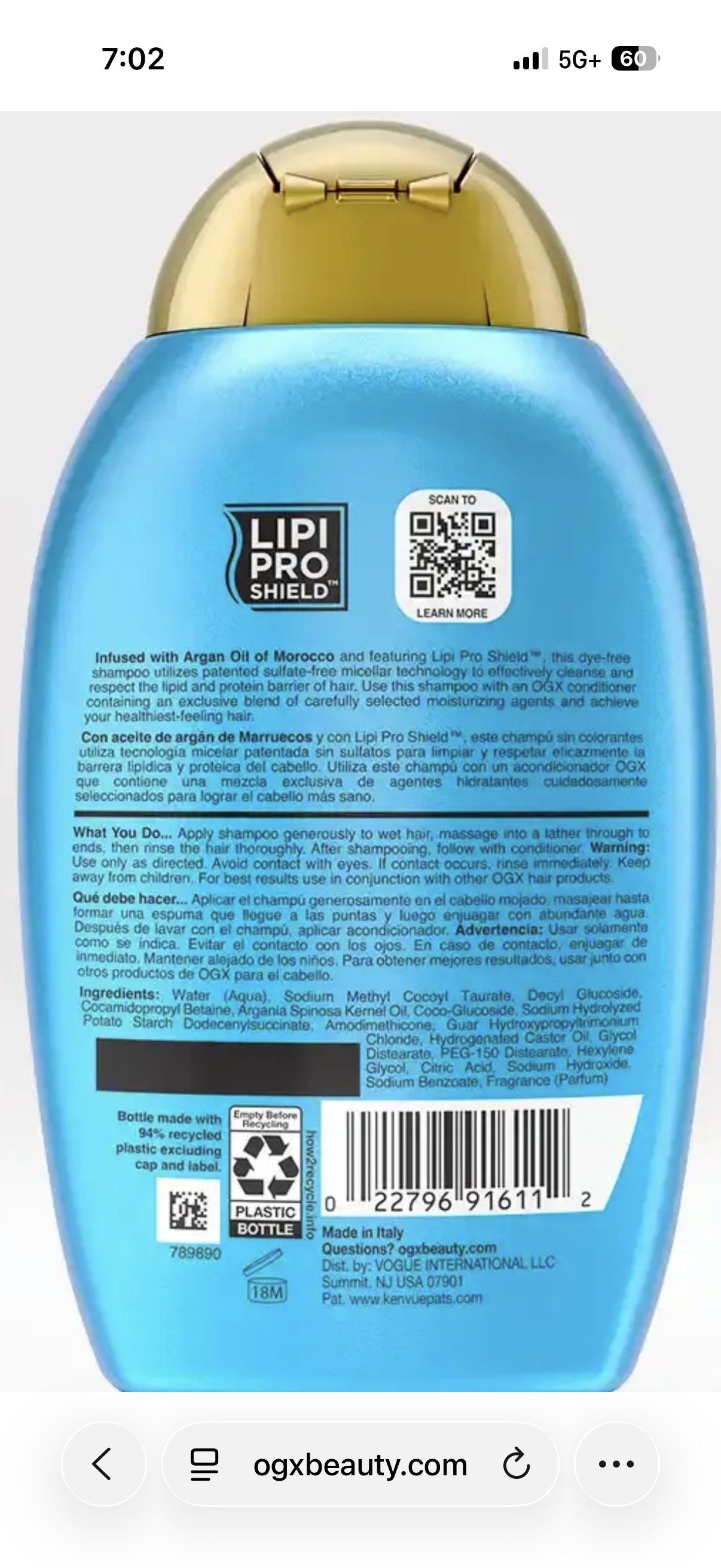 OGX Renewing Argan Oil of Morocco Shampoo