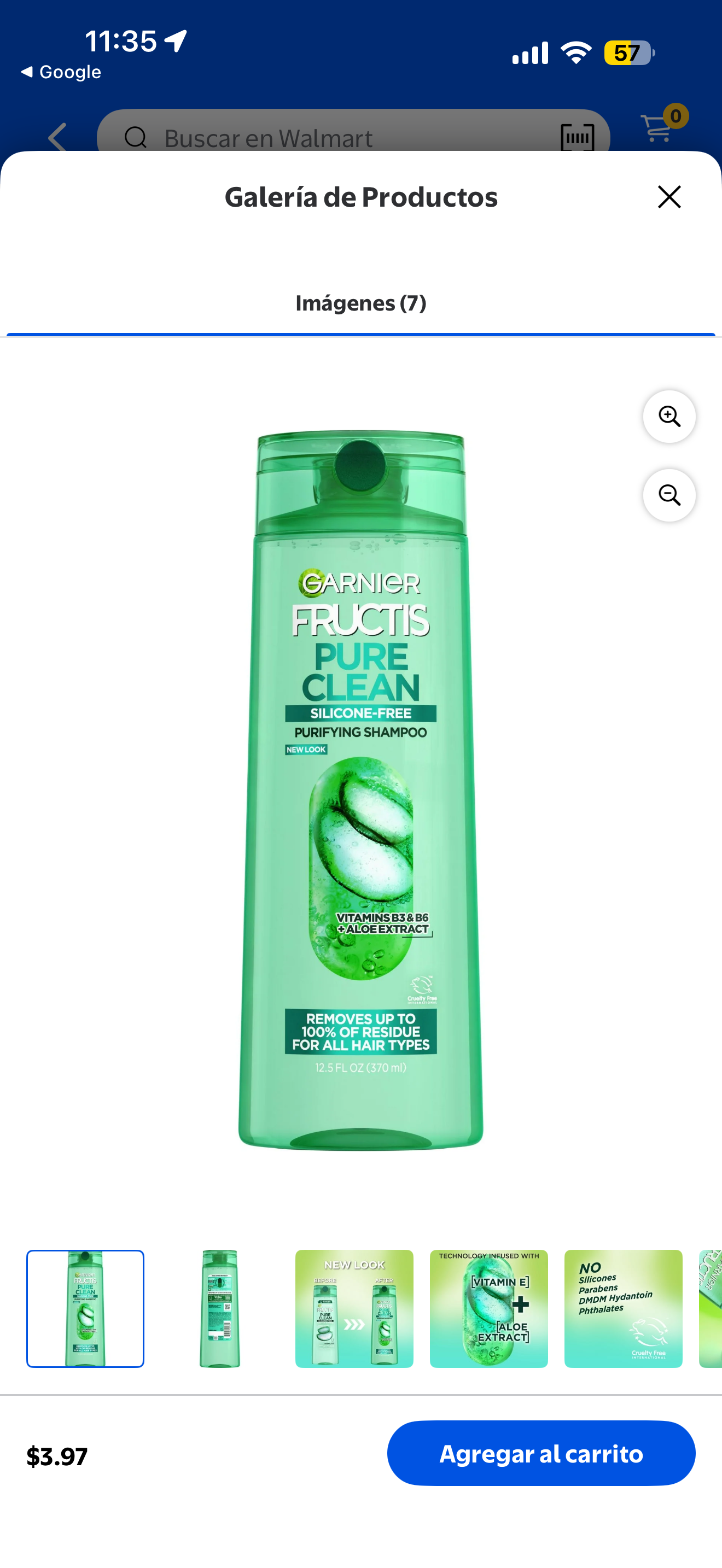 Garnier Fructis Pure Clean Champú Purificador con Vitaminas B3 y B6, Todo Tipo de Cabello, 12.5 fl oz