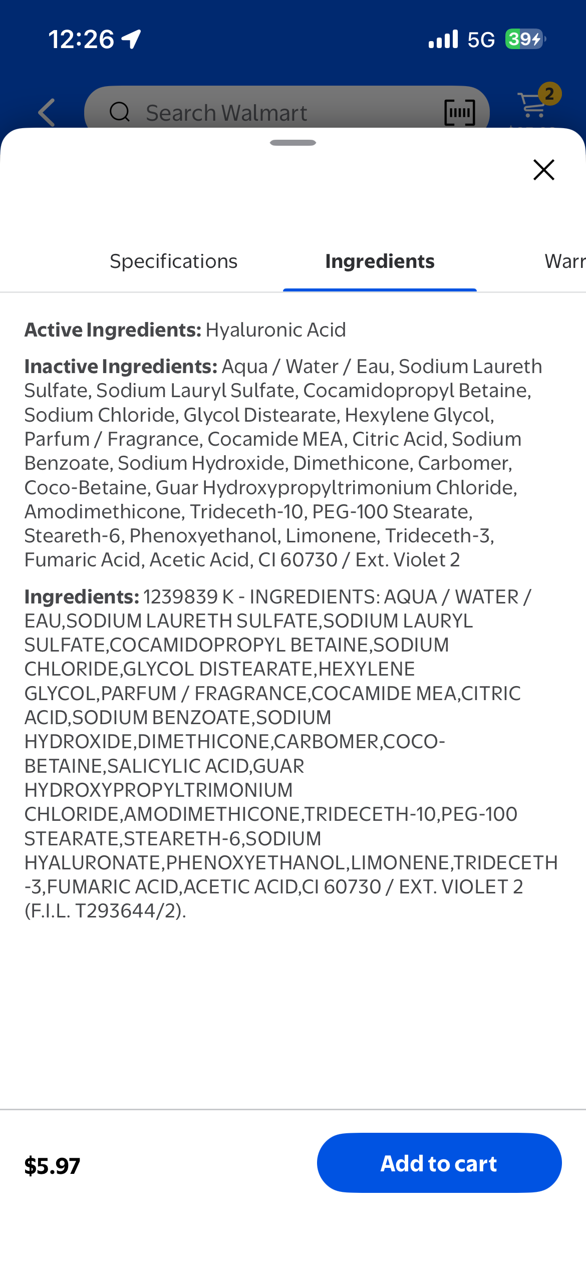 L’Oréal Elvive Hyaluron plump hydrating shampoo