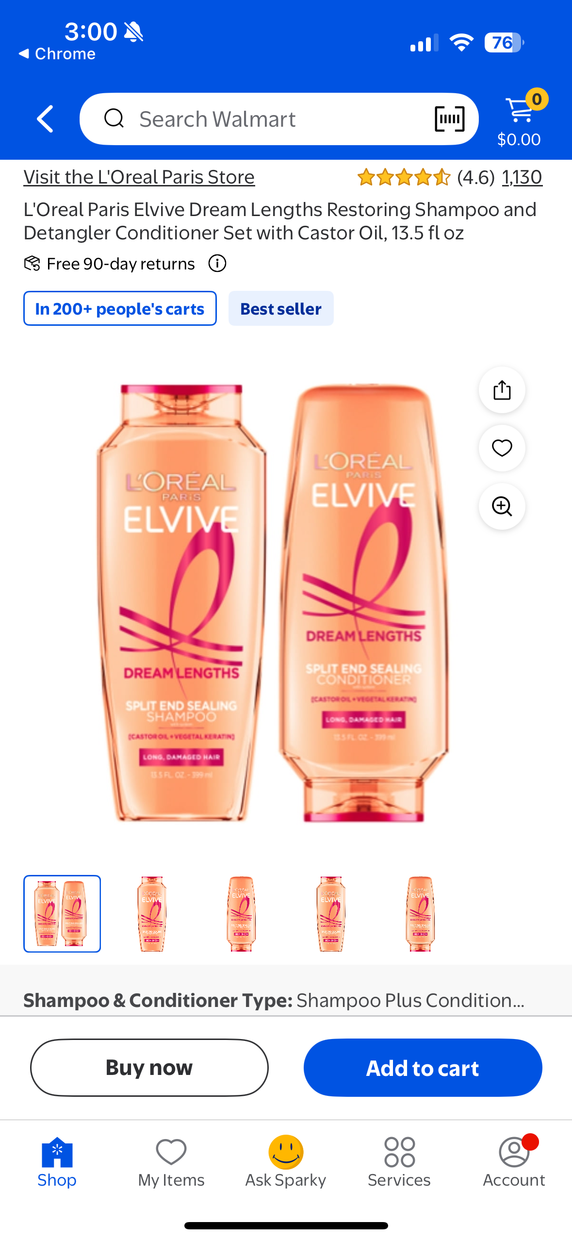 Elvive Dream Lengths Split End Sealing Shampoo