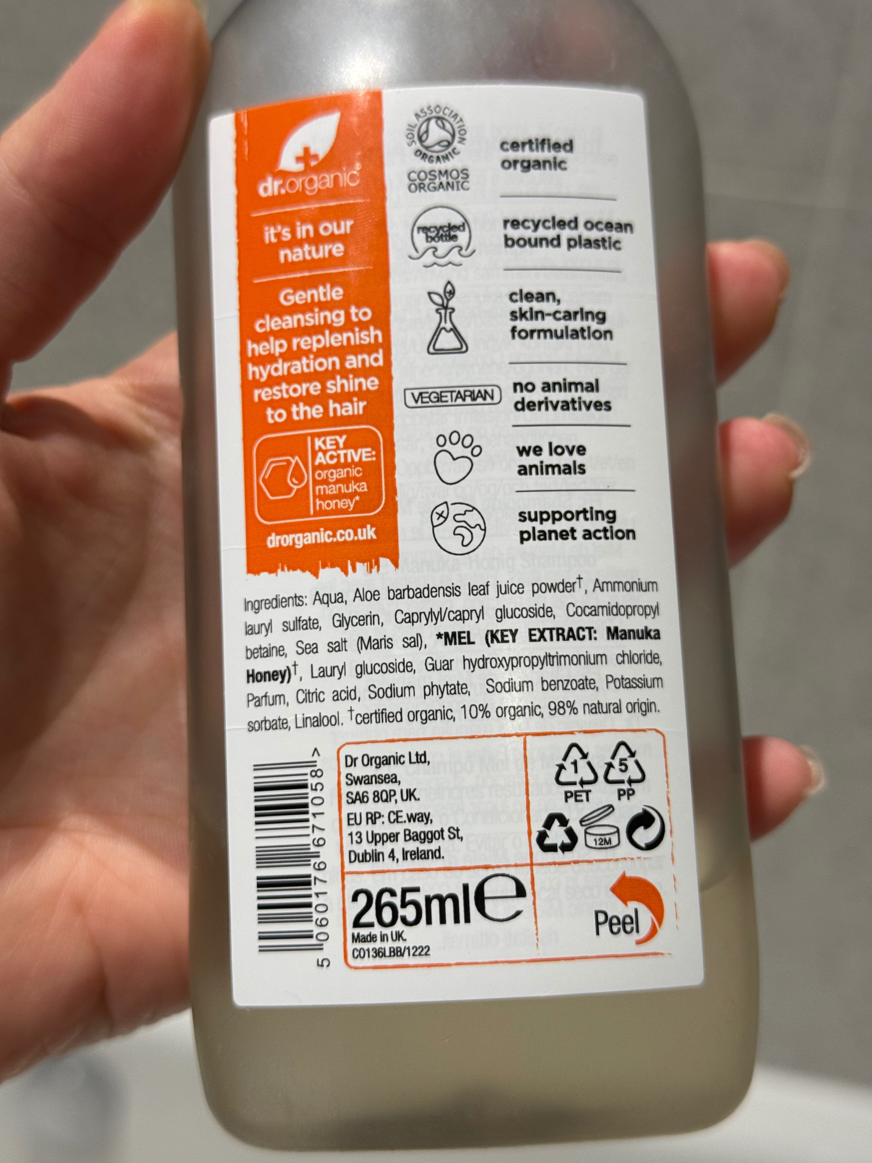 dr.organic Manuka honey shampoo