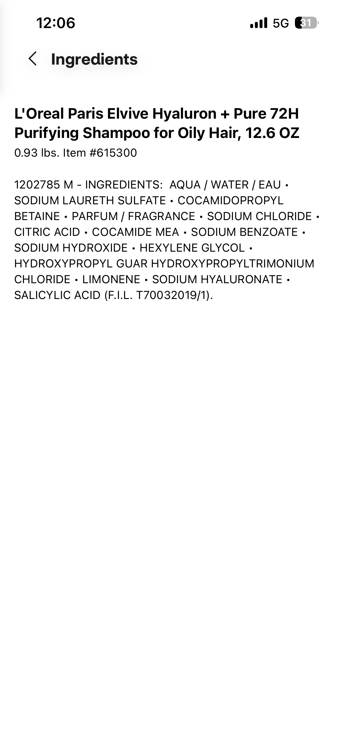 L’Oréal Elvive hyaluron + pure 72Hr purifying shampoo for oily hair